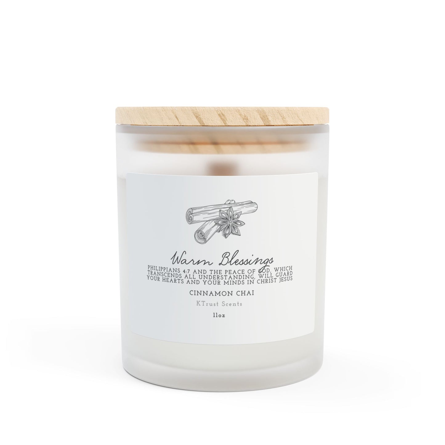 Warm Blessings Cinnamon Chai Candle - 11oz Frosted Glass - Perfect for Comfort & Relaxation