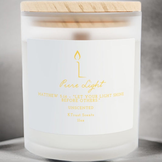 Pure Light Unscented Frosted Glass Candle - 11oz - Inspirational Home Decor